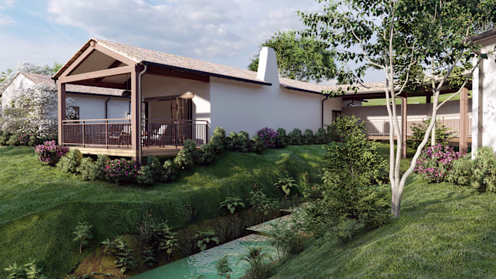 H shaped villa - design and rendering - USA