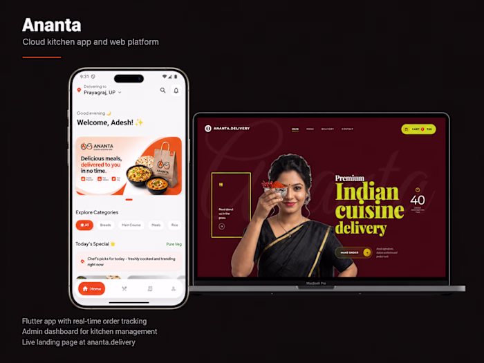 Ananta — Flutter app, admin dashboard, and landing page