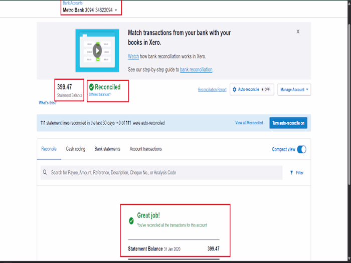 Xero Bank Reconciliation