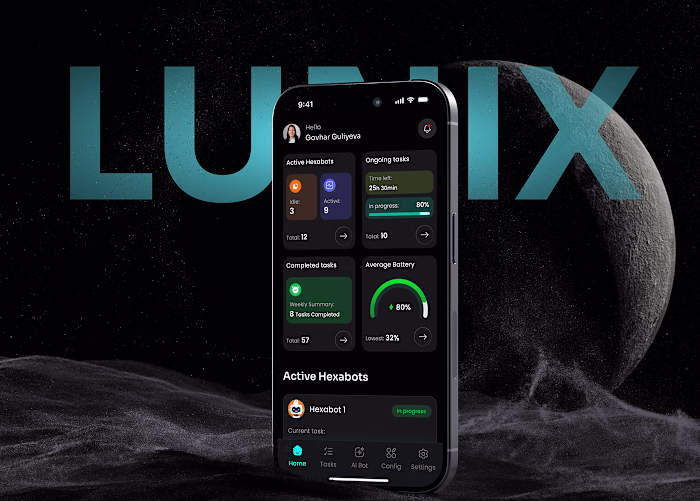LUNIX – Mobile App UI for Hexabot Control