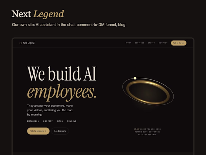 Next Legend: agency site with a live AI assistant