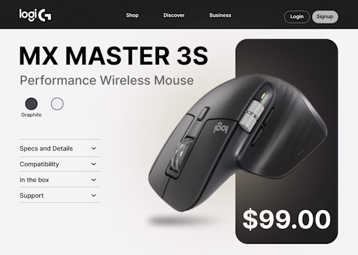 Logitech Product Page Design