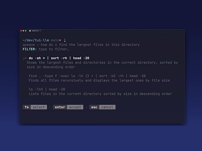 QueQue: plain language to shell commands