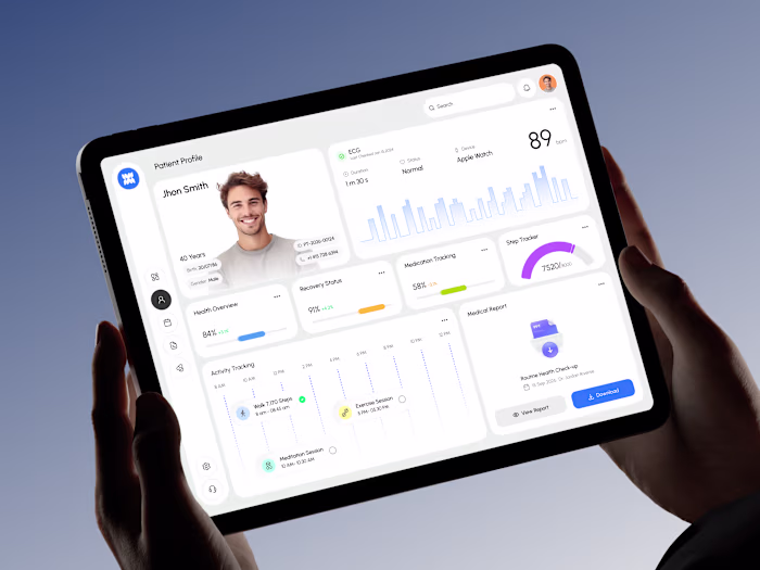 Patient healthcare dashboard designed to