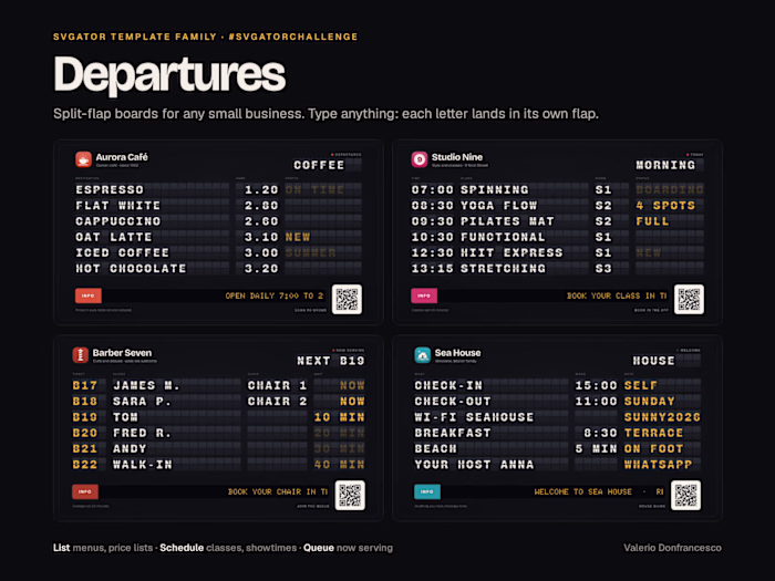 Departures: split-flap boards for any