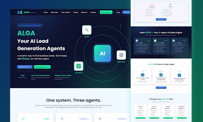 ALGA by MINDRA — AI SaaS Website Design