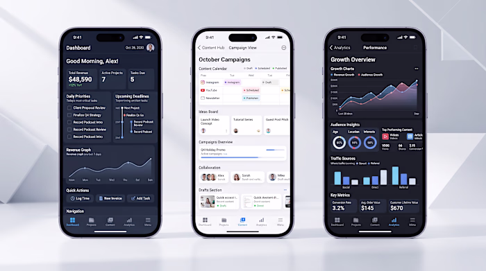 Mobile Productivity App UI/UX Design, SaaS Dashboard & Analy...