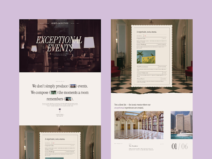Website for events company.