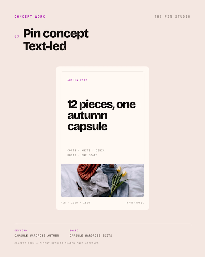 Text-led Pinterest pin — autumn capsule wardrobe
