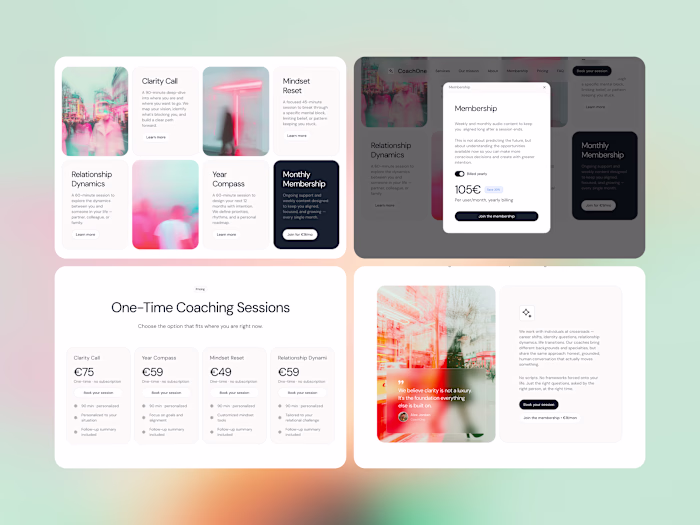 Website design for CoachOne made