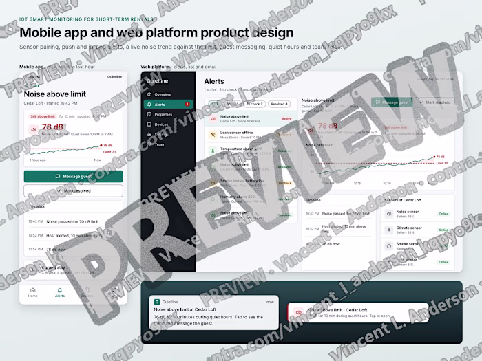 IoT smart monitoring for rentals: app and web product design