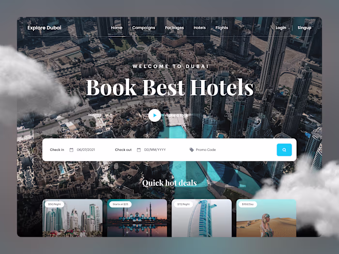 Hotel Booking Website Header Exploration