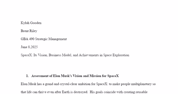 SpaceX Strategic Vision and Business Model Assessment