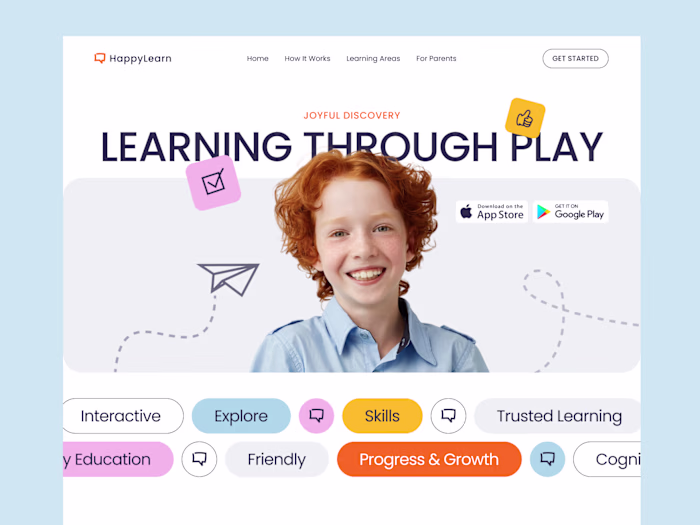 Children Learning App, Landing Page