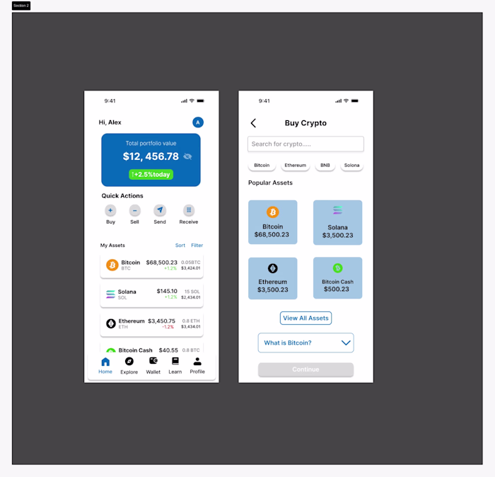 Crypto Wallet App UI Concept A clean and user-friendly crypt...