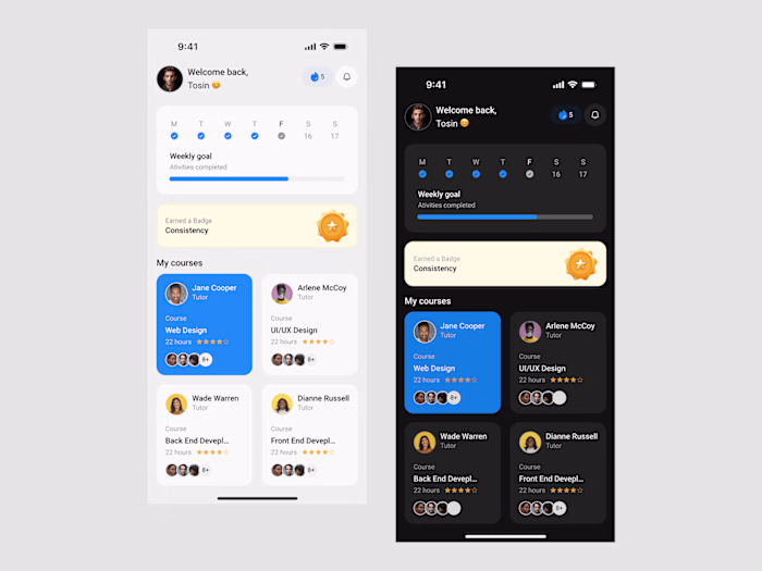 Course tracking Mobile App design (UI UX Design)