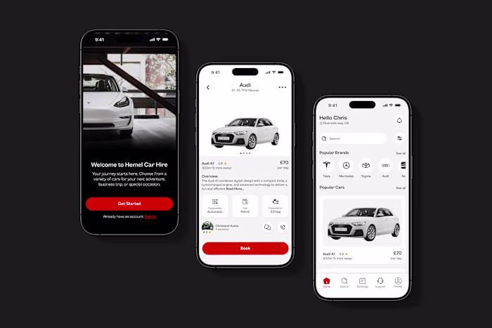 Seamless Car Hemel Car Hire App UI Design