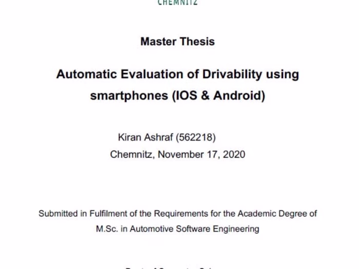 Thesis Dissertation on Automation Evaluation of Drivability