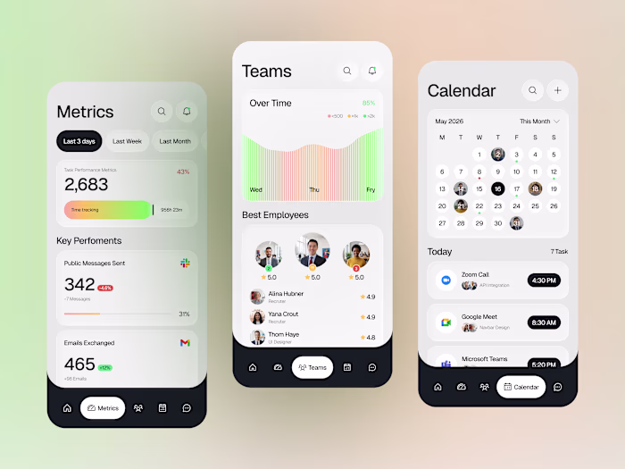 Employee Team Productivity App Design