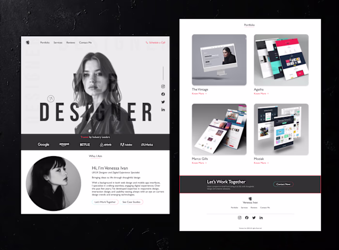 Modern Minimalist Portfolio UI/UX Design