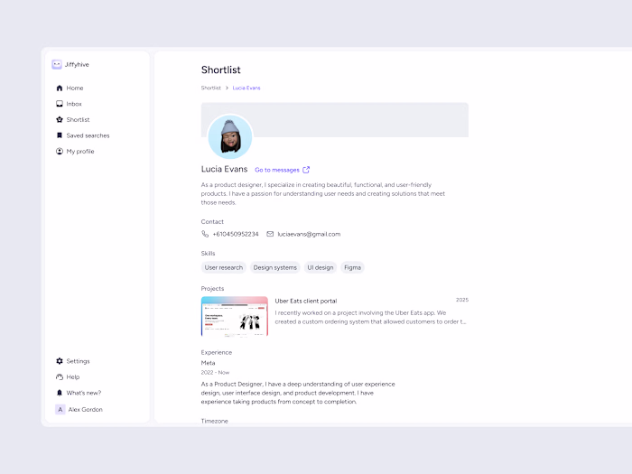 Jiffyhive: Client profile of an