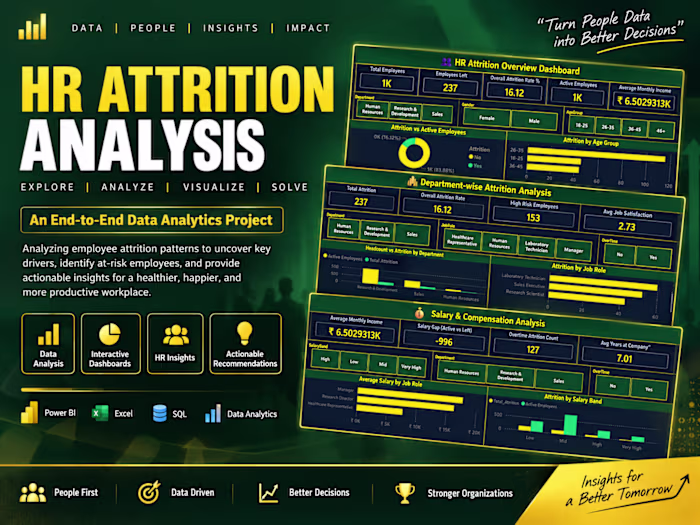 HR Employee Attrition Analysis — Excel, SQL & Power BI