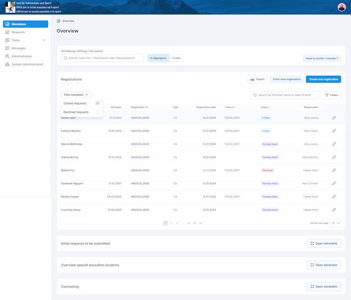 Mira web-application design 