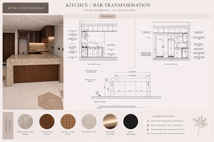 From drawings to reality. 
Kitchen