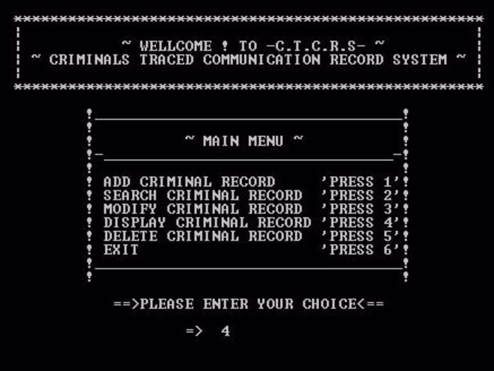 CRIMINALS TRACED COMMUNICATION RECORD SYSTEM