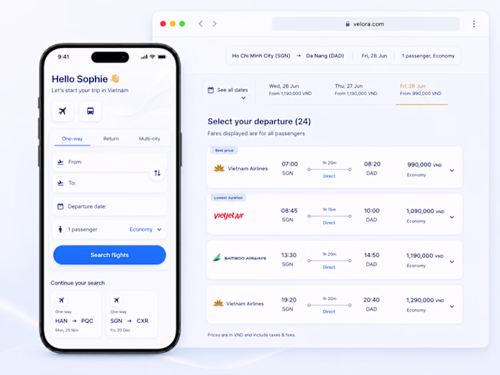 Velora Flight Booking app
