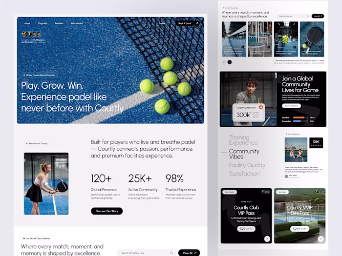 Courtly - Stylish Padel Court Website