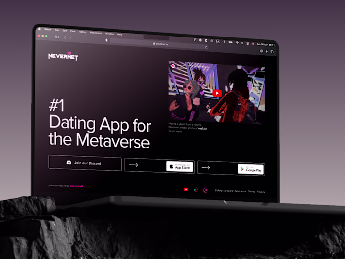Nevermet app website (old version)