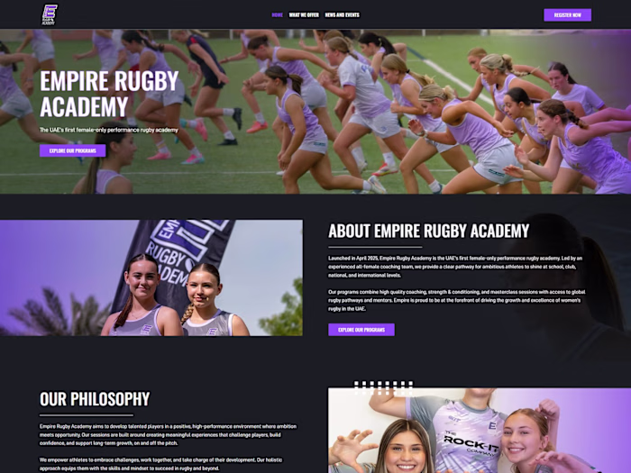 Empire Rugby Academy | Sports Website on Wix Studio