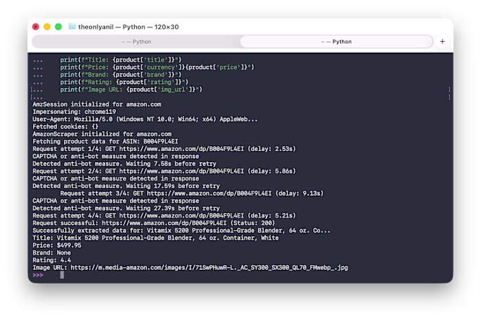 Amzpy python library to scrape Amazon.