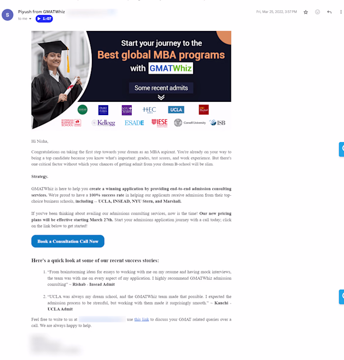 Sales emails