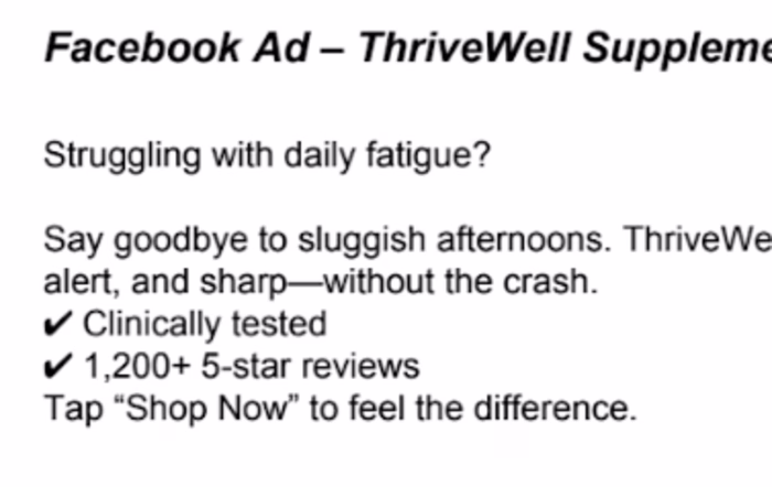 Facebook ad copy