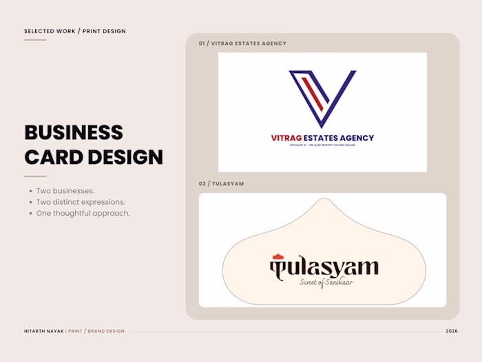 Business Card Design - Vitrag & Tulasyam
