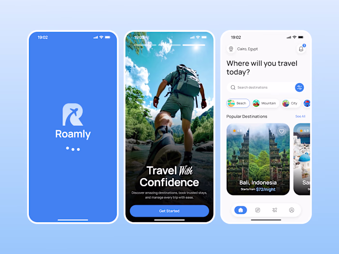 Roamly, Travel Booking App, UI/UX Case Study