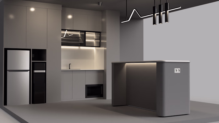 Simple Kitchen Interior 3D Visualization