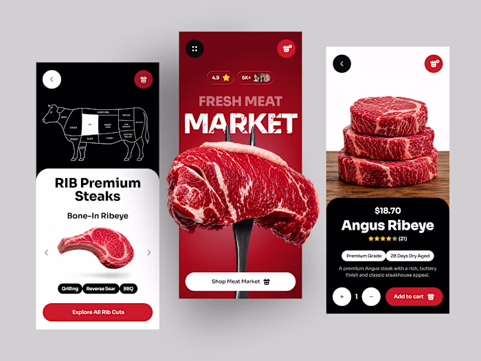 Meat Shop Mobile App UI Design