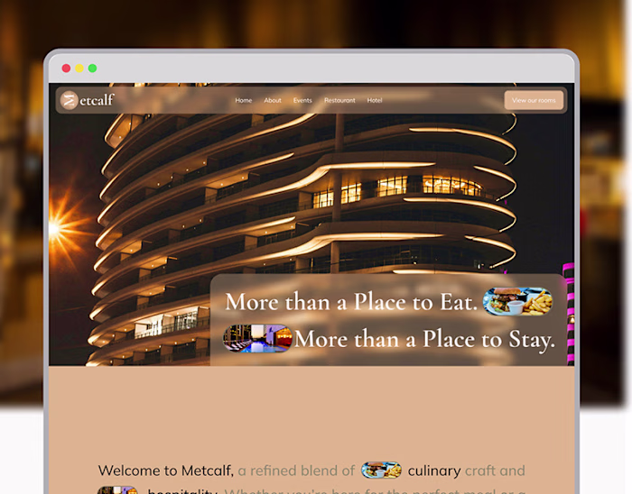 Metcalf Restaurant and Hotel Landing Page