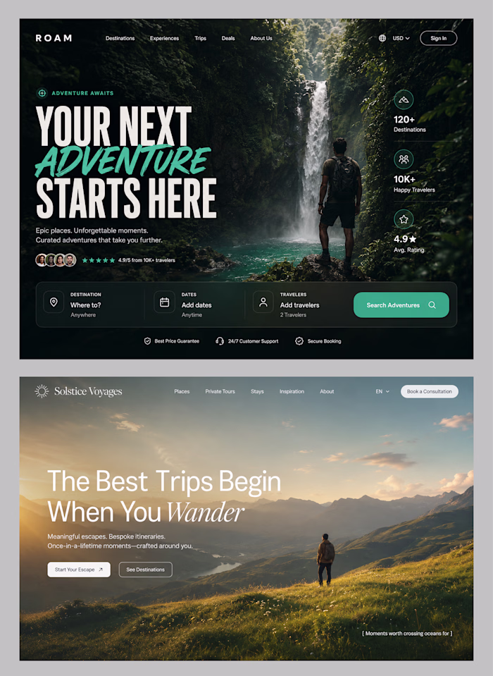 Two directions for travel websites