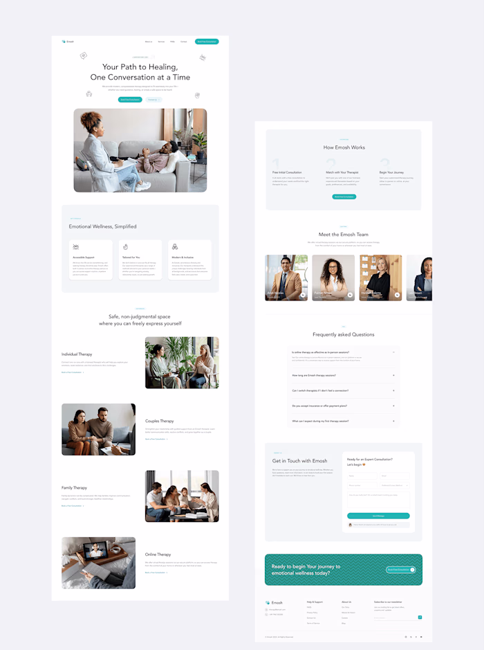 Landing page design for Emosh 🧑‍⚕️❤‍🩹 