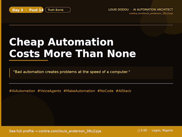 Cheap automation costs more than no automation. Here's somet...