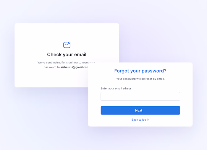 Reset Password & Verification / Forgot password user flow UI