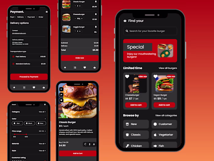 UI Design for Burger Shop's Mobile Application
