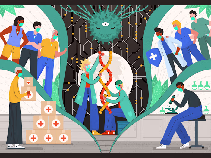 A 2021 artwork reflecting hope, unity, resilience—people wor...