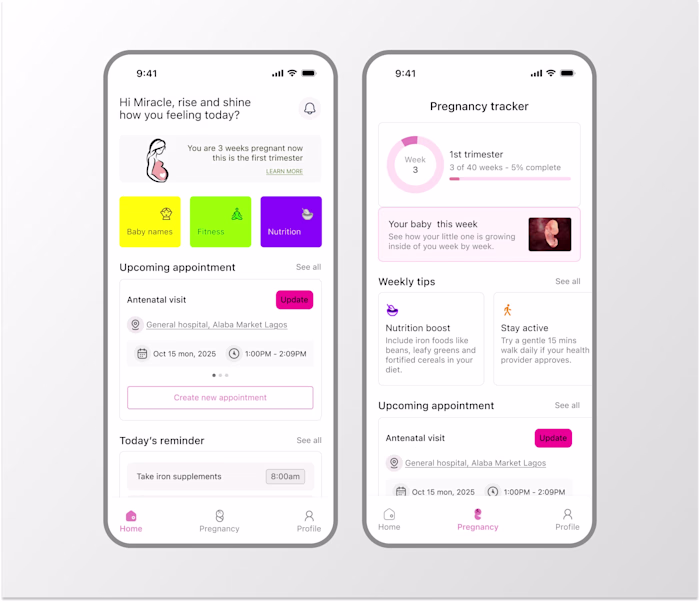 Designed a maternity care app