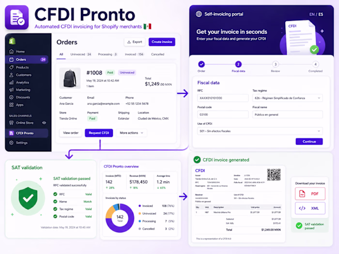 Facturación CFDI 4.0 automática para Shopify | CFDI Pronto