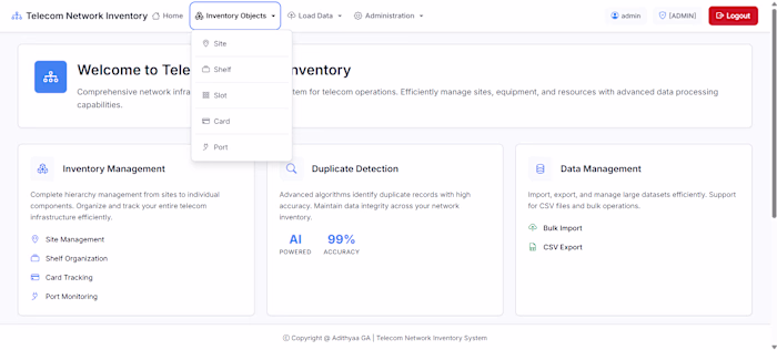 Telecom Network Inventory Management System Development